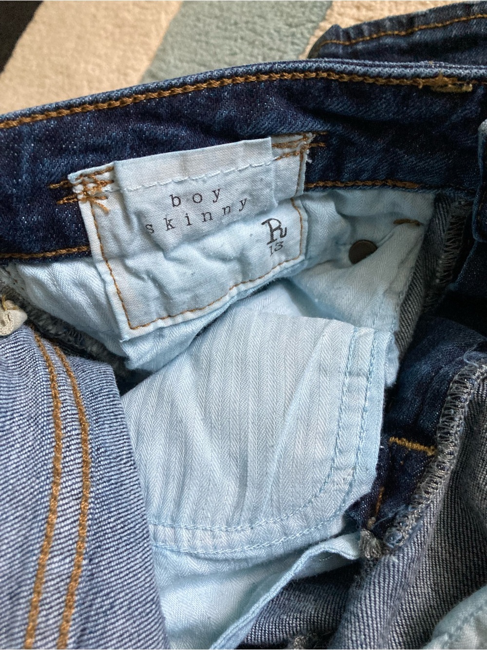 R13 Distressed Boy Skinny Jeans Low Rise Seattle Vintage Blue Distressed Dark 24 - Picture 9 of 9